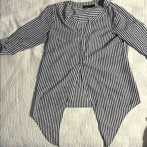 The Limited Black and White Striped Casual Button Down Shirt
